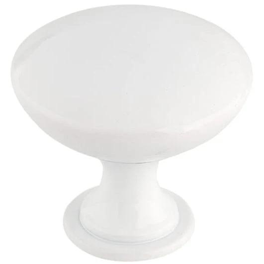 Contemporary Knob, 1-9/16" D, White